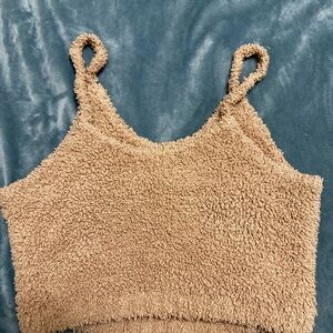 H&M Tan Fuzzy Crop Top